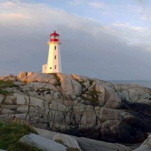 Peggy's Cove lighthouse in morning light - image by Picture Perfect Tours and Geordie Mott