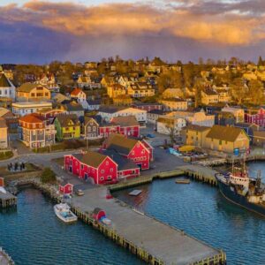 An aerial view of Lunenburg harbour - image by Tourism NS